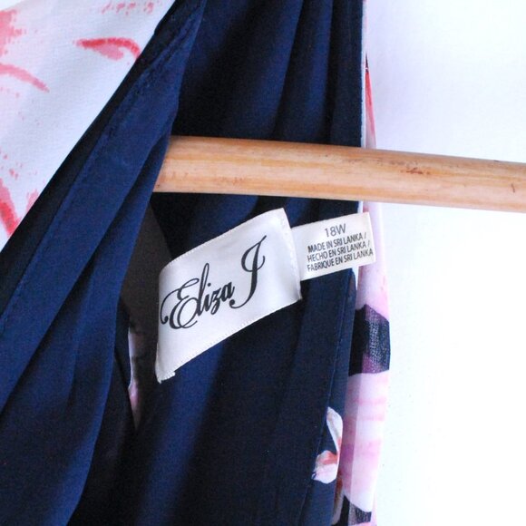 Eliza J. Navy Floral Tiered Chiffon Ruffled Coquette Soft Girl Cottagecore Dress - Picture 7 of 11